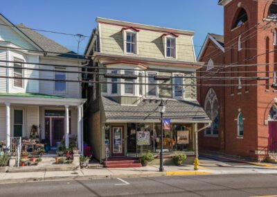 Front view of row building