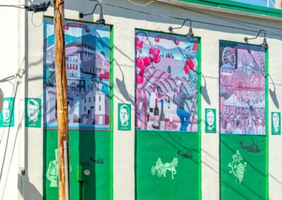 Side view of mural building