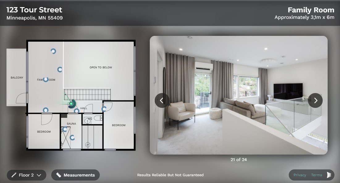 Screenshot of cubicasa tour interface
