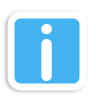 Blue icon with the letter i
