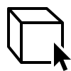 Icon of a cube with a pointer arrow