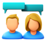 Illustration of two people with dialogue bubbles